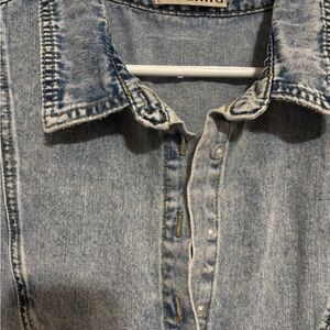 Denim Button-Up Blouse